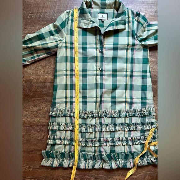 TUCKERNUCK sage green Tartan plaid Celia dress size XS preppy classy modern EUC - Picture 14 of 16